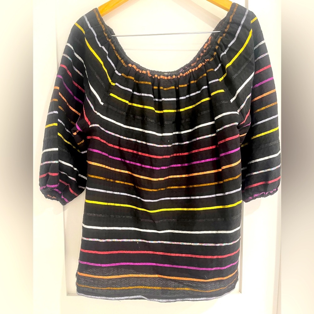 Festive Ace & Jig cotton blouse with metallic stripes